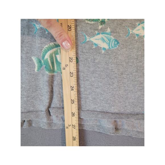 Moth by Anthropologie “Shoaling Gleam” Pullover – Gray with Fish Print – Medium - Picture 9 of 10